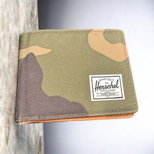 Herschel Supply Company Olive Camo Bifold Wallet with Brown Accents